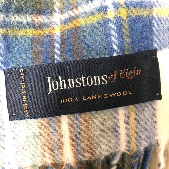 JOHNSTONS of Elgin 100% Soft Lambswool Plaid Scarf Wrap Shawl 60" x 12" EUC - Picture 11 of 11
